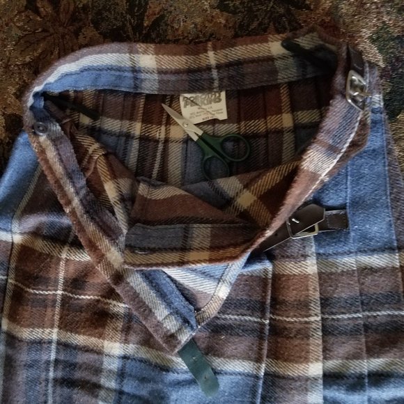 Vintage 70s, kilt skirt, mid-calf, wool blend, blue, browns, Dorethy Perkins - Picture 5 of 7